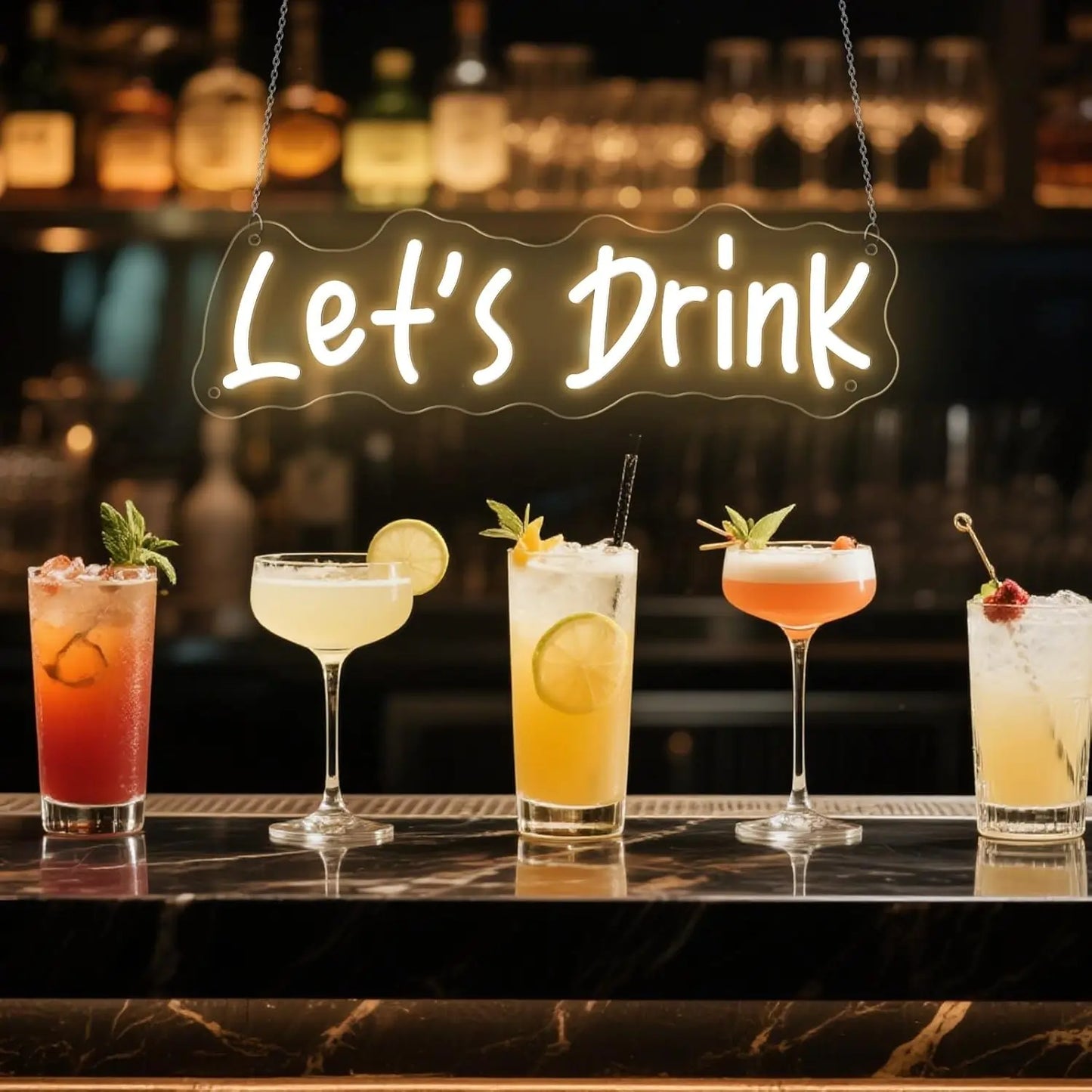 Let's Drink Bar Neon Sign