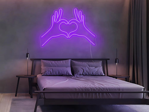 Hand Heart Bedroom Neon Sign