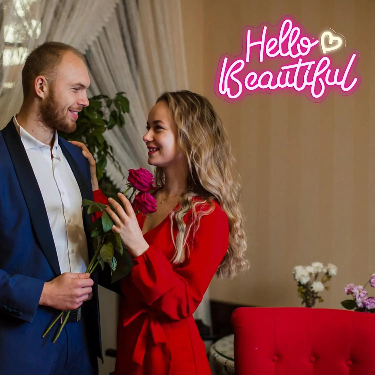 Hello Beautiful Wedding Neon Sign