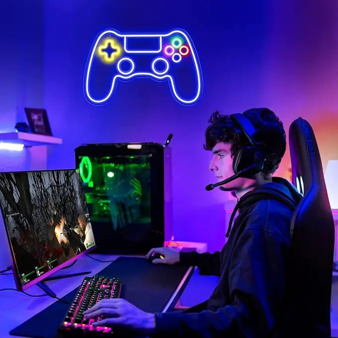 PlayStation Controller Bedroom Neon Sign