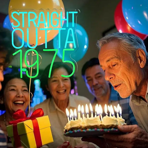 Straight Outta 1975 Birthday Neon Sign