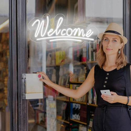 Welcome Neon Shop Sign